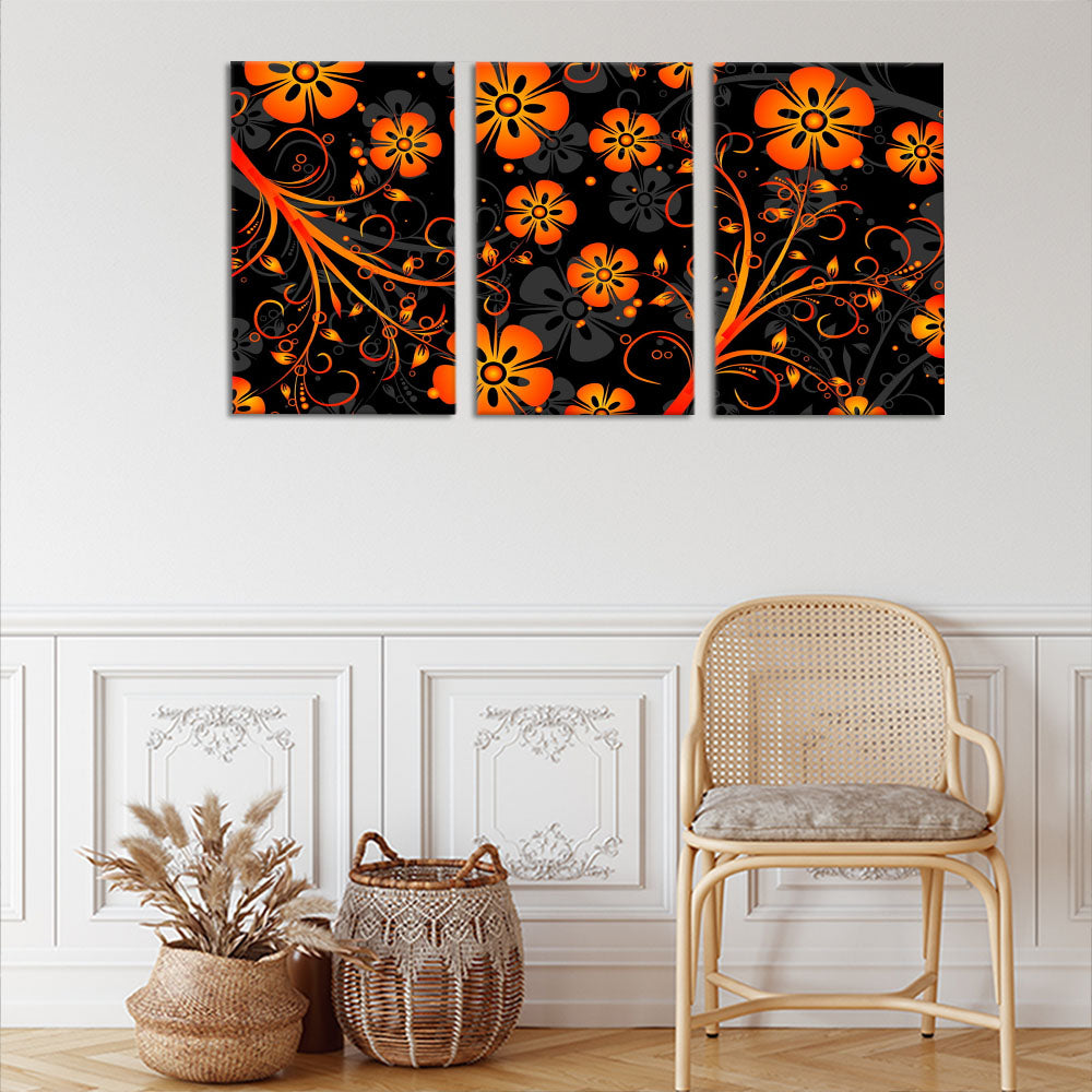 Orange and black floral design