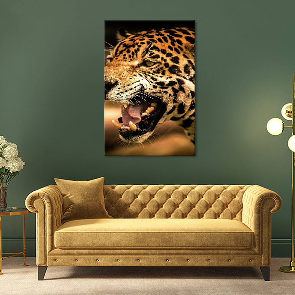 Snarling leopard