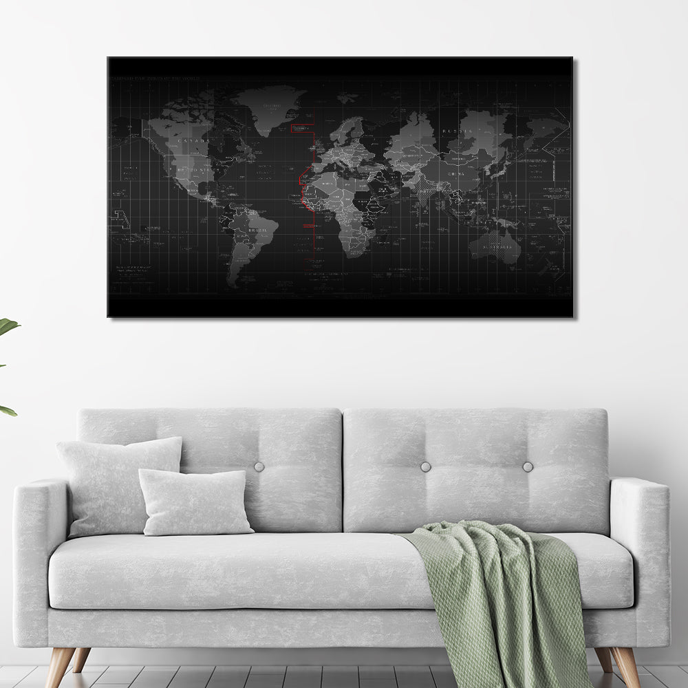 Black map of the world