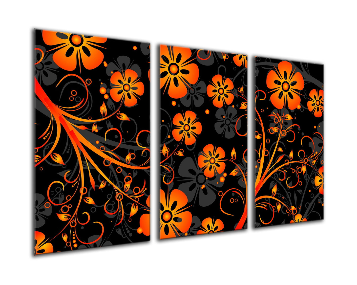 Orange and black floral design